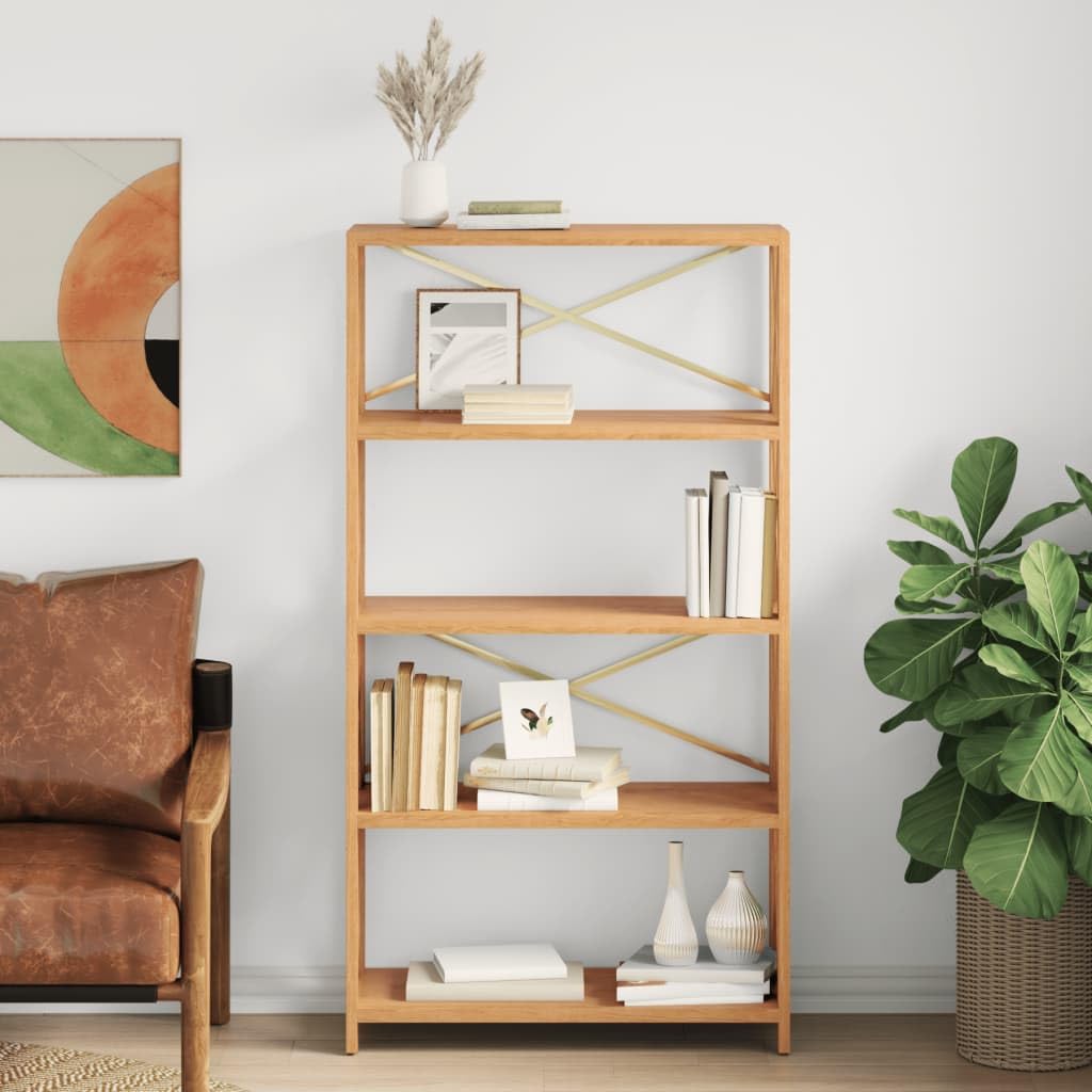 vidaXL Solid Oak Wood 5-Tier Shelf - Versatile Organizer for Home or Office, Unique X-Shaped Design, Ample Storage Space, Stylish and Durable